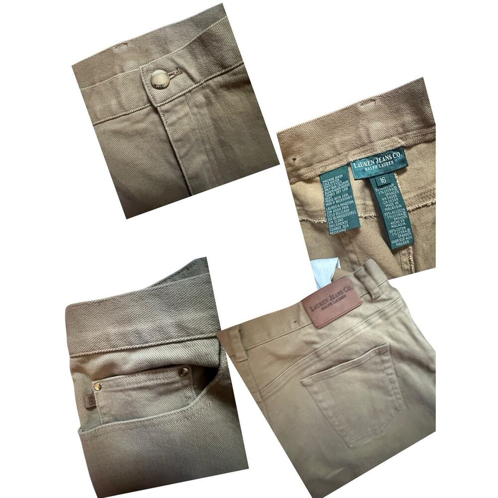 Lauren Ralph Lauren Khaki Tan Pants Jeans Green Label Women's Size 16 - Picture 3 of 4